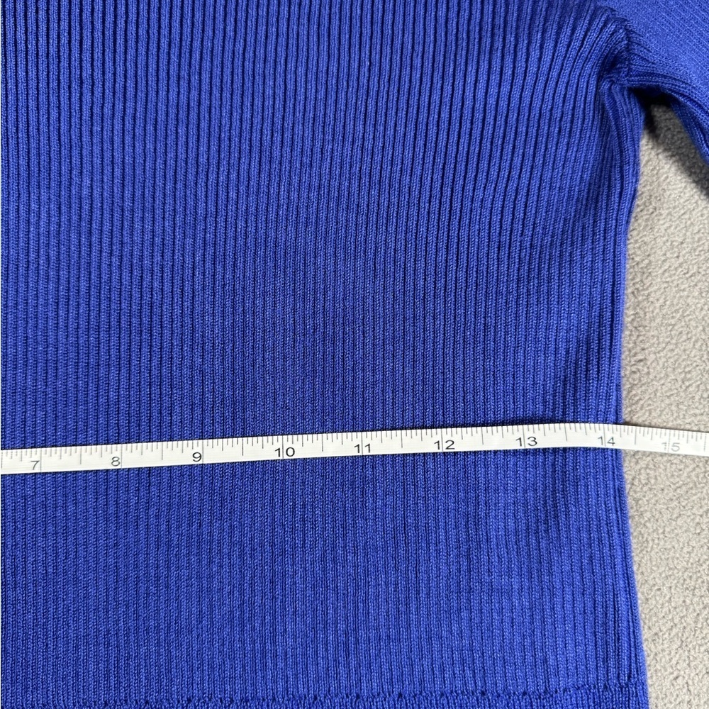 Philosophy Ribbed Royal Blue Sweater Shirt with Puffy Sleeves - Picture 10 of 12